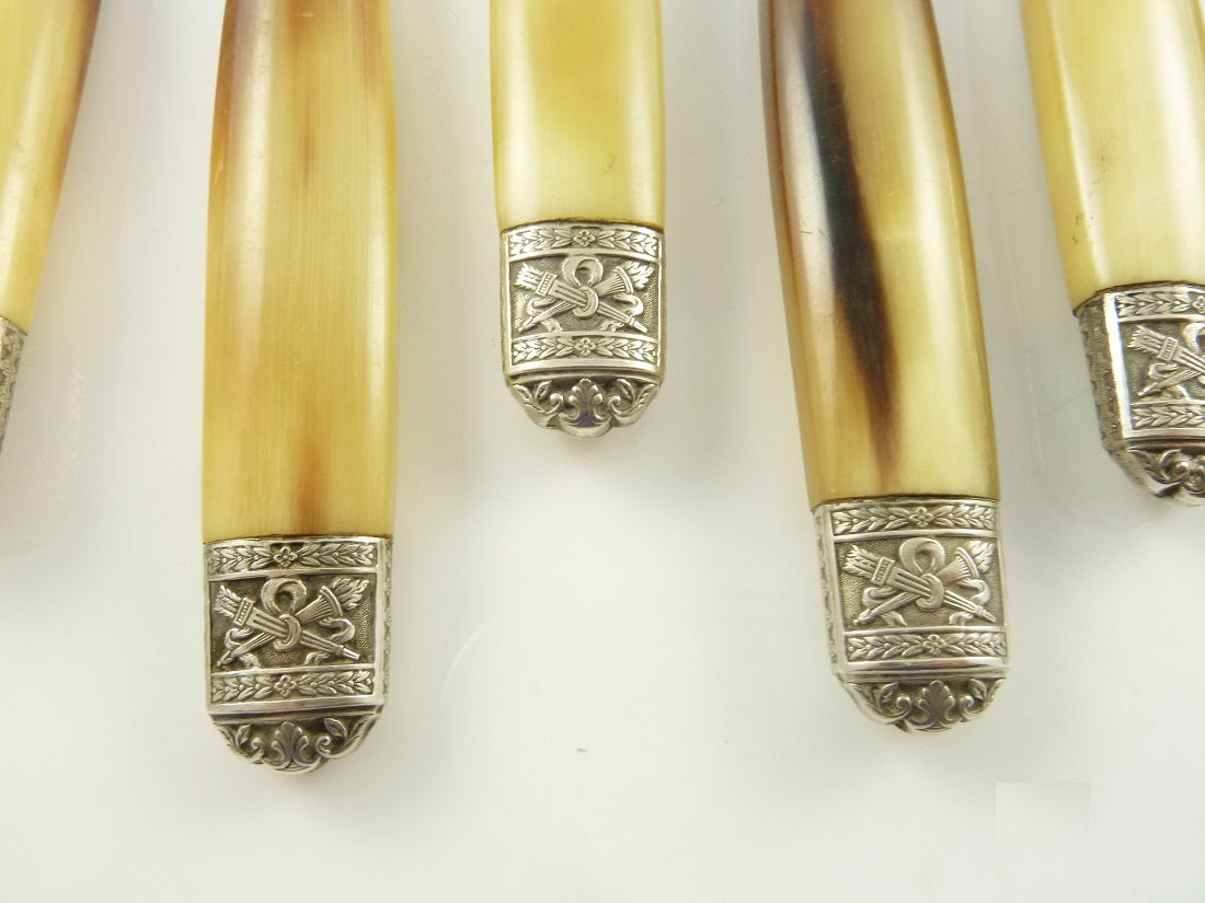 Antique French Silver & Horn Dinner Knives, Set of Twelve - 43 Chesapeake Court Antiques