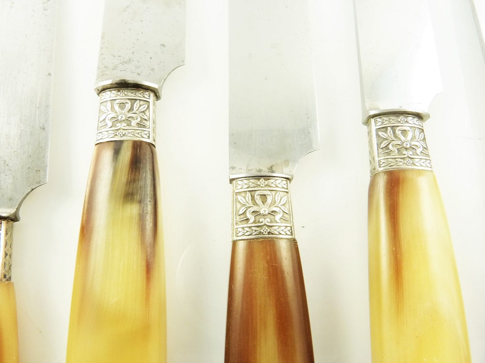 Antique French Silver & Horn Dinner Knives, Set of Twelve - 43 Chesapeake Court Antiques