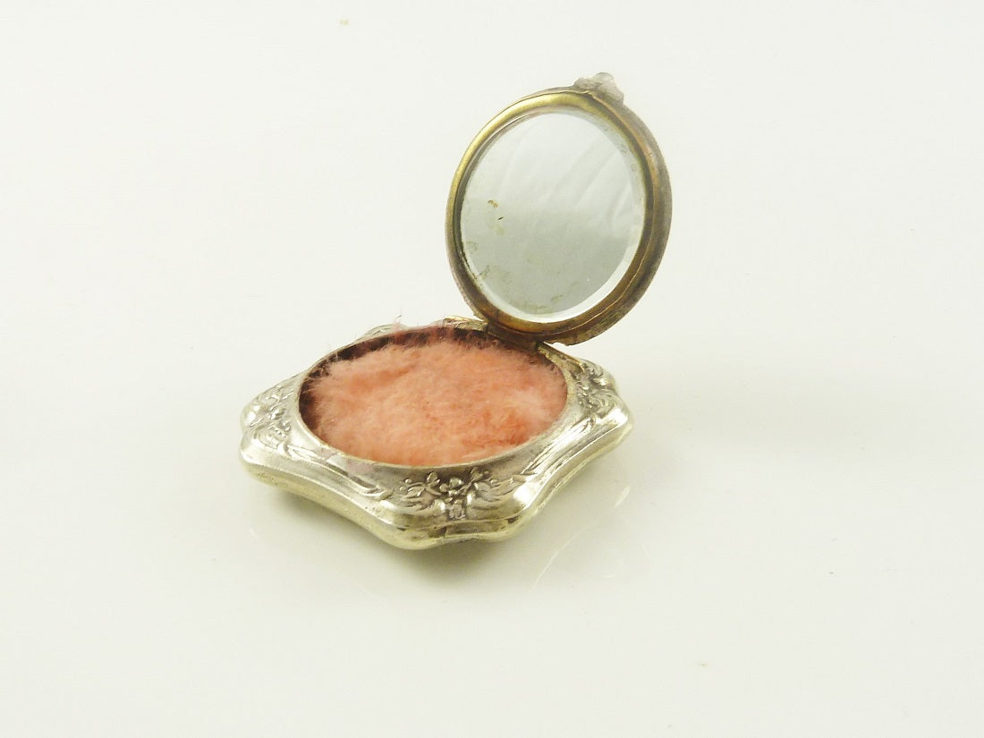 Antique French Silver Pendant Locket, Gilt Interior with Mirror, Louis XVI Style - 43 Chesapeake Court Antiques