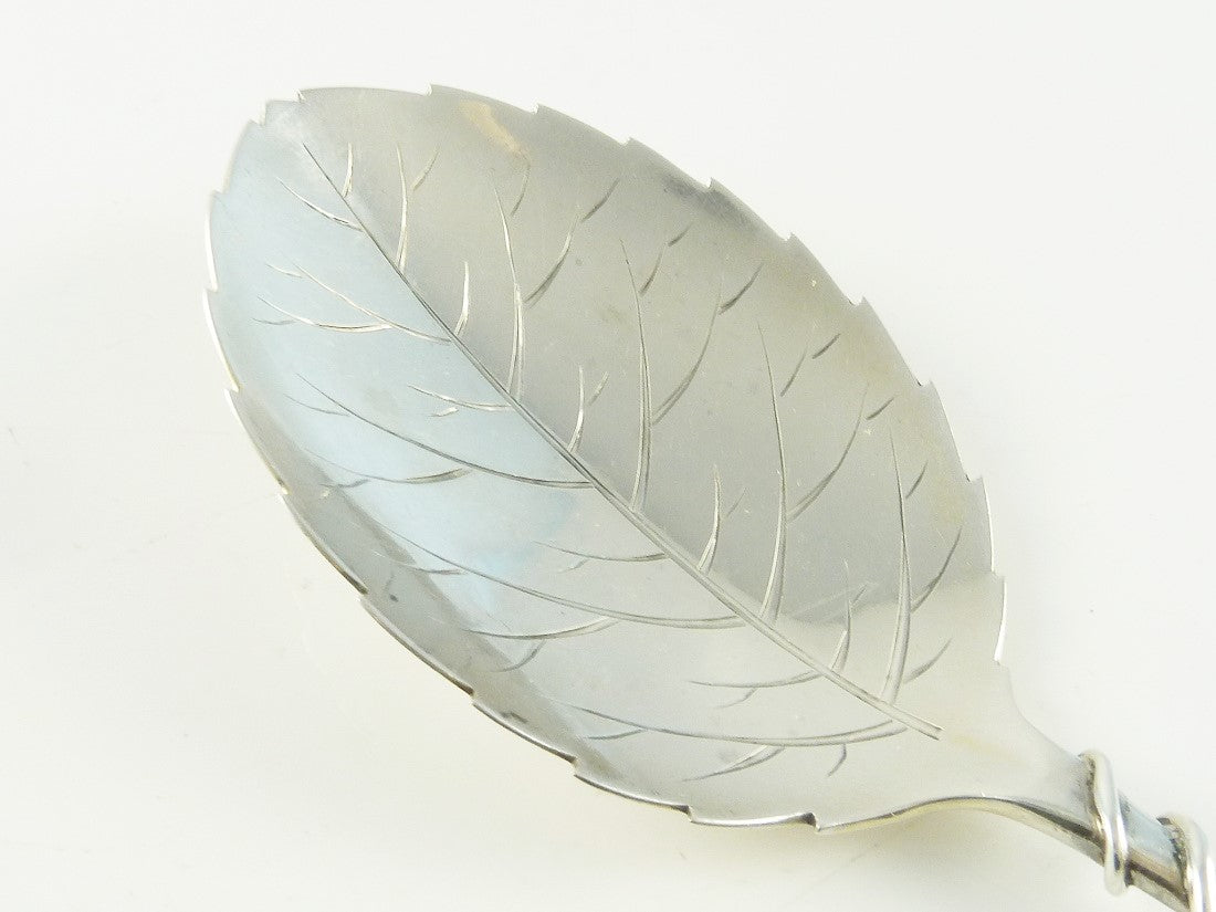 Leaf Design on Antique Sterling Tea Caddy Spoon - 43 Chesapeake Court Antiques