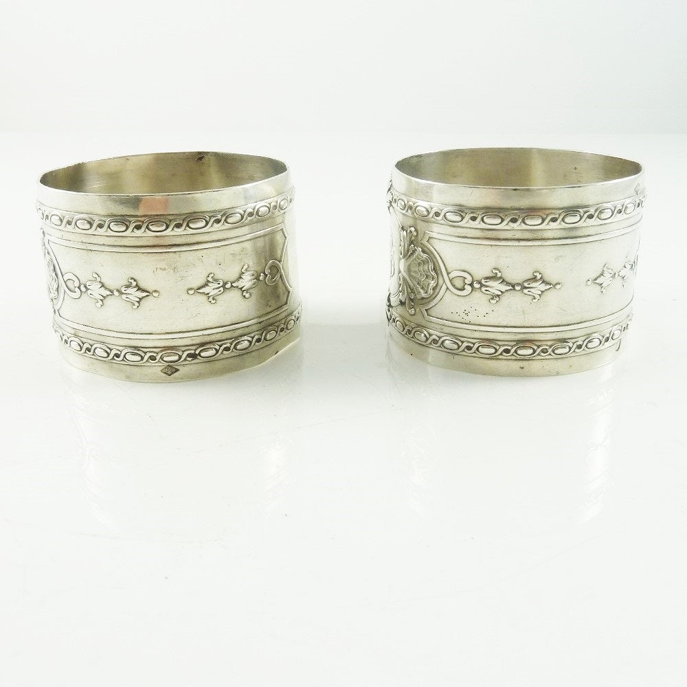 French Sterling Silver Napkin Rings, Elaborate Design