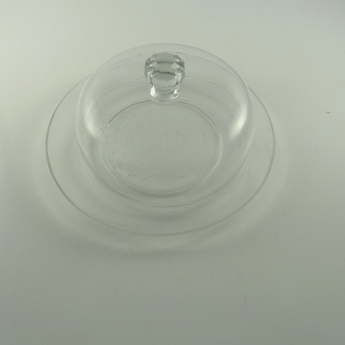 Antique Crystal Cheese Bell Dome with Platter Engraved "BC" - 43 Chesapeake Court Antiques