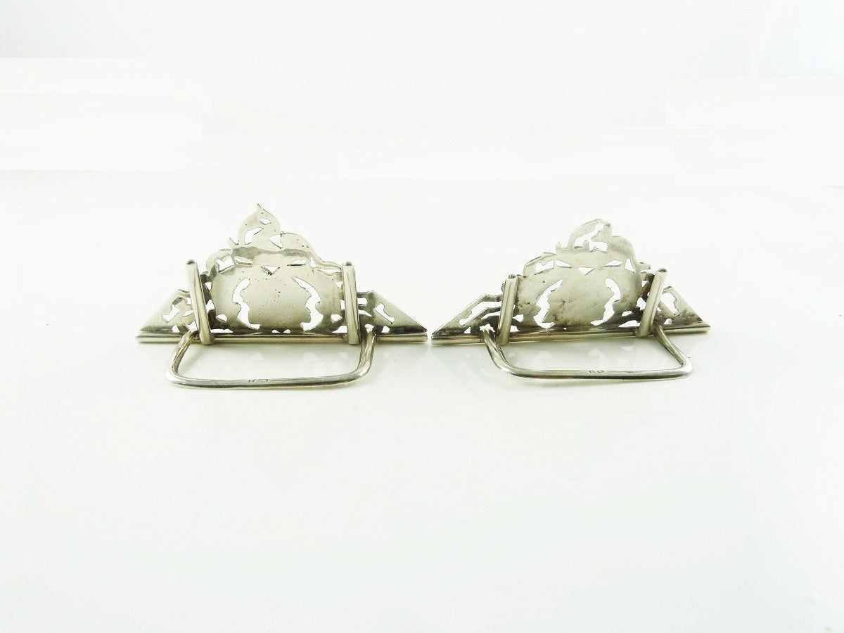 2 silver Victorian menu holders - 43 Chesapeake Court Antiuqes