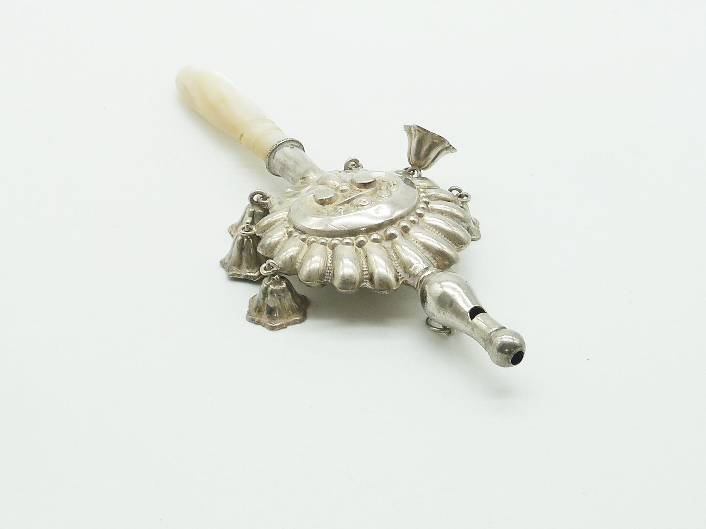 Antique French silver baby's rattle - 43 Chesapeake Court Antiuqes
