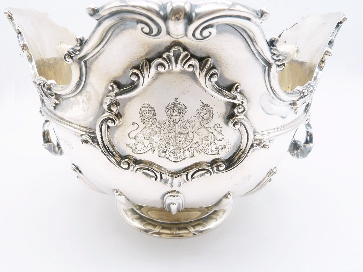 Sterling Silver Presentation Bowl with Royal Coat of Arms - 43 Chesapeake Court Antiques