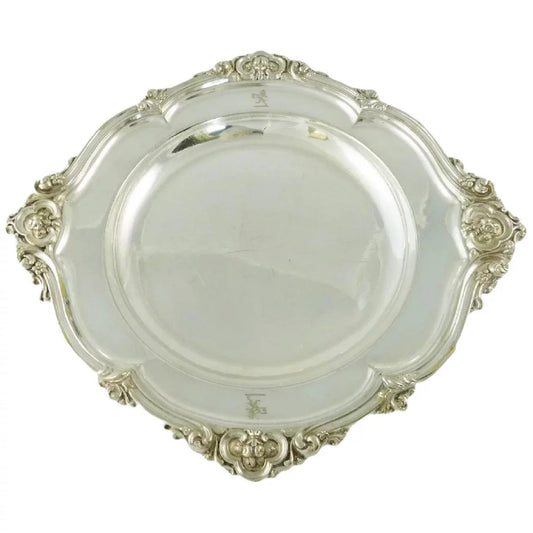 Antique Elkington & Co Silver Tray with Family Crest