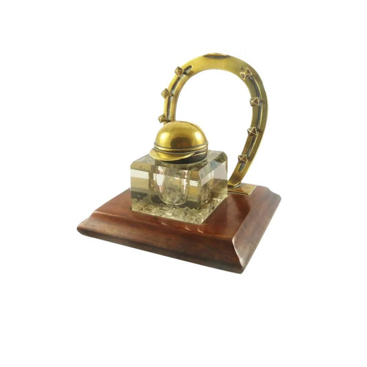 Antique Equestrian Inkstand or Inkwell, Jockey cap - 43 Chesapeake Court Antiques
