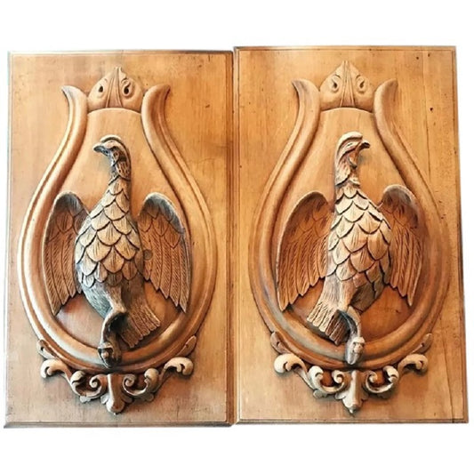 Antique Carved Wood Panels with Sporting Theme, Game Birds - 43 Chesapeake Court Antiques