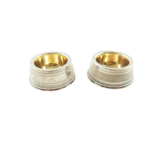 Antique Coin Silver Salt Cellars Partial Gilt - 43 Chesapeake Court Antiques