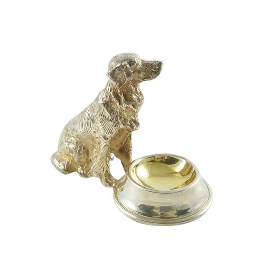 Figural Silver Salt Cellar, Retriever or Hunting Dog  - 43 Chesapeake Court Antiques