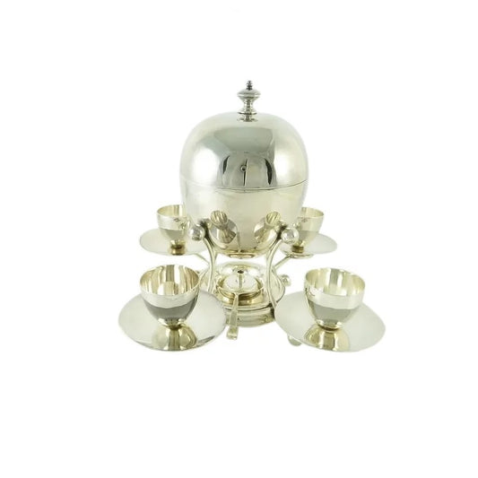 Antique Mappin & Webb Silver Egg Coddler and Server for Four - 43 Chesapeake Court Antiques