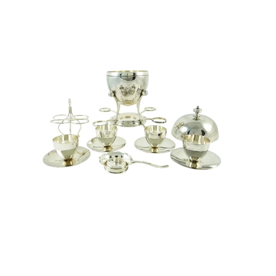 Antique Mappin & Webb Silver Egg Coddler and Server for Four - 43 Chesapeake Court Antiques