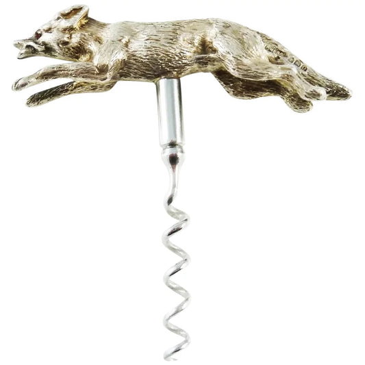 Vintage Sterling Silver Fox Corkscrew Birmingham Equestrian Interest Bar-ware - 43 Chesapeake Court Antiques
