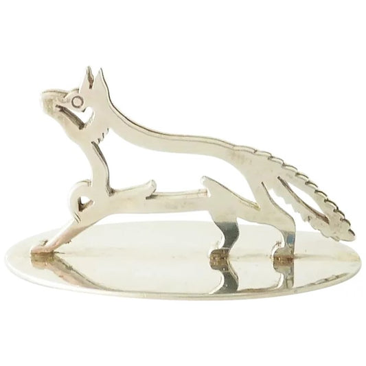 Antique Sterling Silver Place Card Holder or Menu, Fox Equestrian Interest - 43 Chesapeake Court Antiques