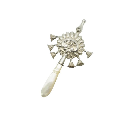  Silver baby's rattle and whistle - 43 Chesapeake Court Antiques