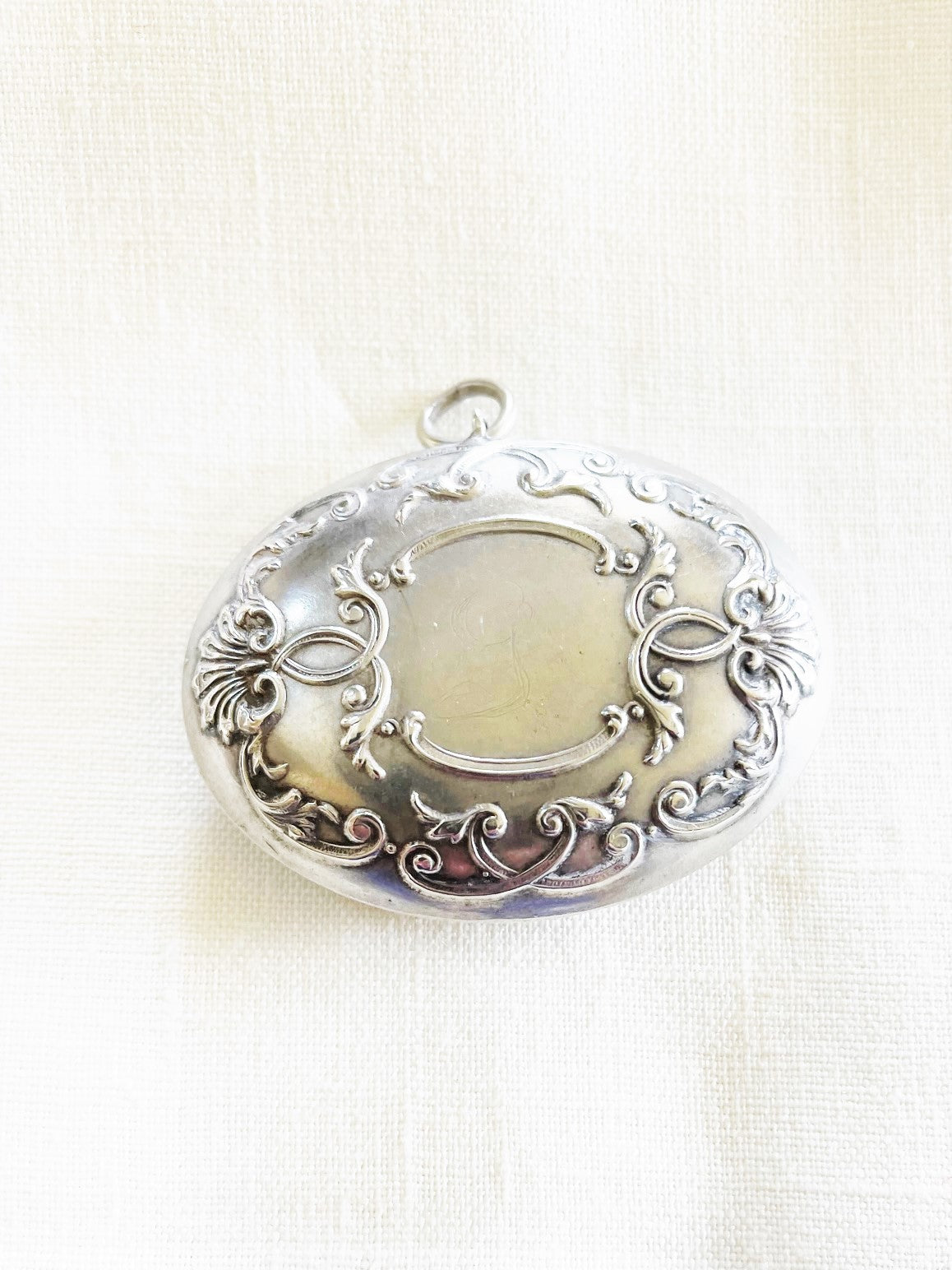 Antique French Silver Locket  Pendant with Mirror - 43 Chesapeake Court Antiques