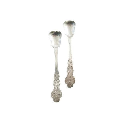 Antique Pair French Sterling Silver Salt Spoons - 43 Chesapeake Court Antiques