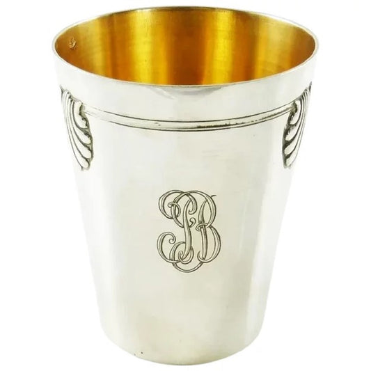 French Sterling Silver Timbale or Cup, Shell Motifs & Gilt Interior - 43 Chesapeake Court Antiques