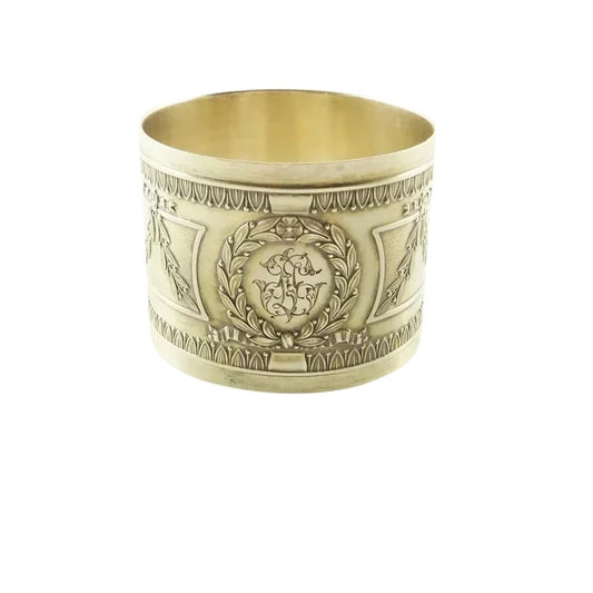 Antique French Sterling Silver Napkin Ring Laurel Wreath, Ribbons and Garlands - 43 Chesapeake Court Antiques 