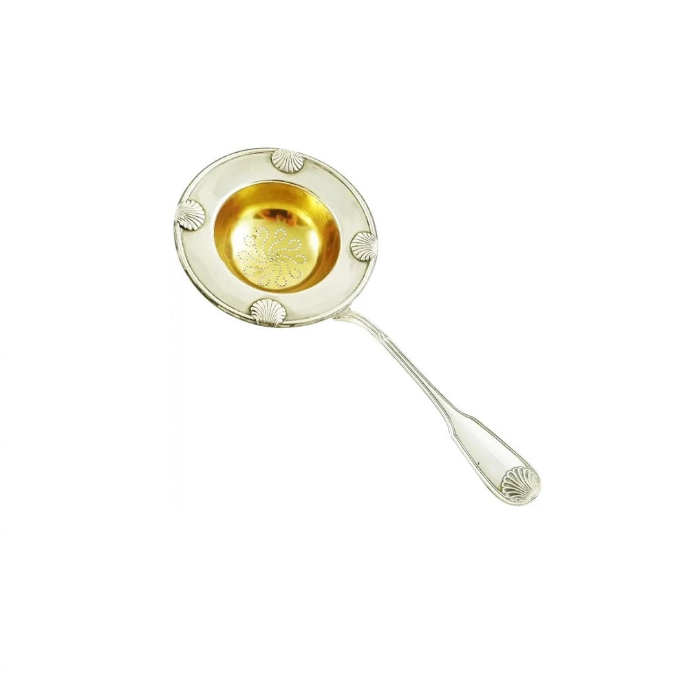  Antique French Sterling Silver Tea Strainer, Shell or Coquille Motifs - 43 Chesapeake Court Antiques 