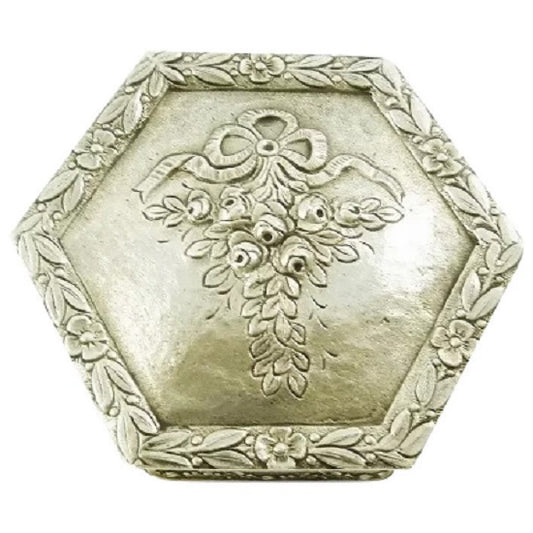 French Sterling Silver Small Box, Ribbons and Floral Motifs - 43 Chesapeake Court Antiques